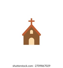 Vektor Kirche Gebäude Kapelle flache Ikone. Christliche Kirche Gebäude einfache katholische Turm Religion orthodoxen Cartoon Ikone.