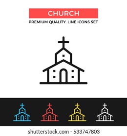 Vector church icon. Chapel building concept. Premium quality graphic design. Modern signs, outline symbols collection, simple thin line icons set for websites, web design, mobile app, infographics