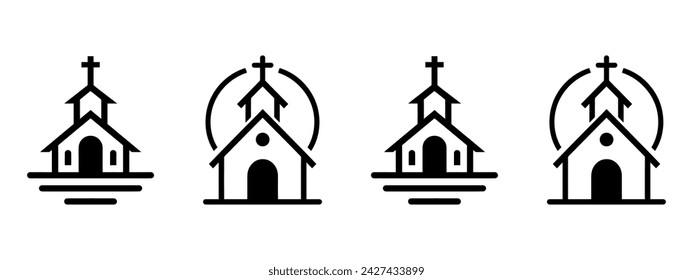 Vektor-Kirche-Icon-Set. Illustration flacher Design-Stil