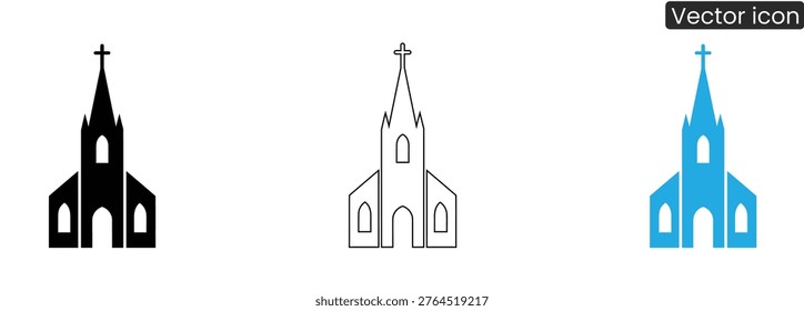 Vector church icons in 3 styles for various design uses