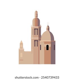 Gráfico isolado de igreja vetorial. Capela cristã com imagem da torre, logotipo, ícone. Simples e sem pessoas