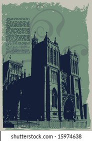 vector church on old paper