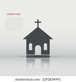Vector church sanctuary icon in flat style. Chapel sign illustration pictogram. Church business concept.