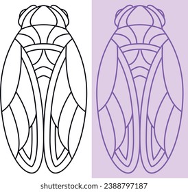 Vector cicada, decorative insect, line art vector