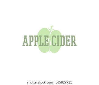 Vector cider emblem with hand drawn cut apple. Beautiful design elements. 