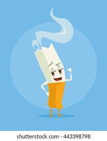 Vector cigarette cartoon funny character. Vector flat illustration