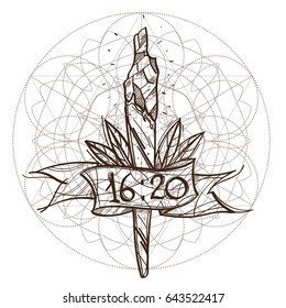 Vector cigarette with marijuana on white background