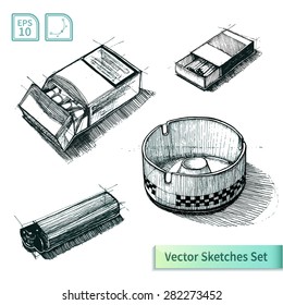 Vector cigarette sketch set. Illustration for your design