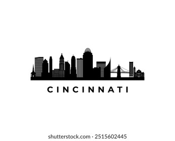 Vector Cincinnati skyline. Viajar a Cincinnati Lugares famosos famosos. Concepto de negocios y turismo para presentación, Anuncio, Sitio web.