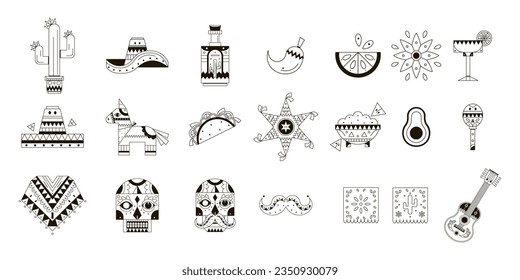 vector cinco de mayo cartoon set illustration isolated