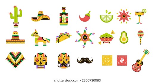 vector cinco de mayo cartoon set illustration isolated