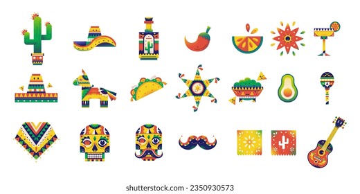 vector cinco de mayo cartoon set illustration isolated