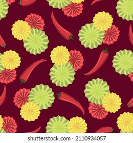 Vector Cinco de mayo and Chili pepper seamless pattern
