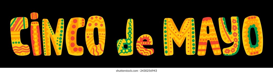 Vector Cinco de mayo party lettering isolated