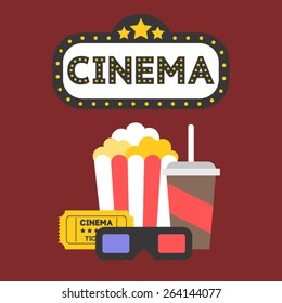 Vector cinema background for commercial with retro style
