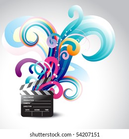 vector cinema clapperboard with floral