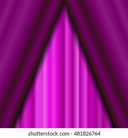 Vector Cinema Closed Pink Curtain. Pink Textile Pattern. Cinema Stage.