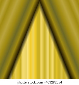 Vector Cinema Closed Yellow Curtain. Yellow Textile Pattern. Cinema Stage.
