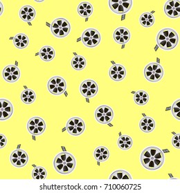 Vector Cinema Film Tape Seamless Pattern on Yellow Background