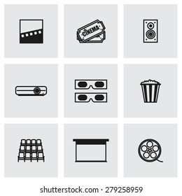 Vector Cinema icon set on gray background