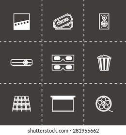 Vector Cinema icon set on black background