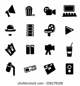 Vector Cinema icon set on white background