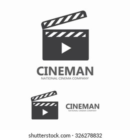 Vector cinema logo. Clapperboard for shooting movies