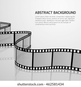 Vector cinema movie background with retro film strip roll