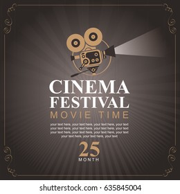 Vector cinema movie festival poster with old fashioned movie camera. Can used for banner, poster, web page, background