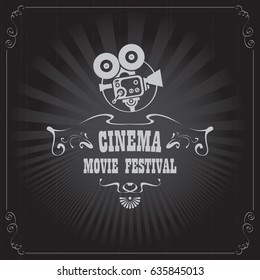 Vector cinema movie festival poster with old fashioned movie camera. Can used for banner, poster, web page, background