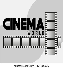 Vector of cinema text, cinema symbol or icon, cinema logo, cinema poster, cinema background, cinema illustration, cinema banner