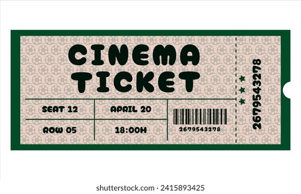 Vector cinema ticket in green color