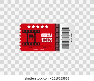 
Vector cinema tickets isolated on transparent background. Realistic cinema entrance ticket.
