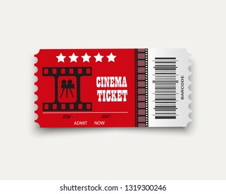 Vector cinema tickets isolated on transparent background. Realistic cinema entrance ticket.