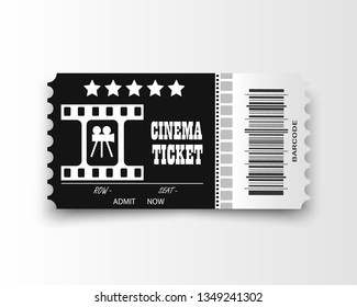Vector cinema tickets isolated on transparent background. Realistic cinema entrance ticket. 
