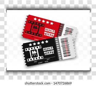 Vector de las entradas de cine aislado en fondo transparente. Entrada de cine realista.