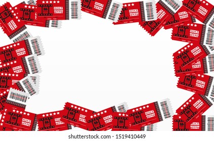 Vector cinema tickets isolated on transparent background. Realistic cinema entrance ticket.