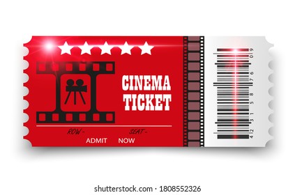 Vector cinema tickets isolated on transparent background. Realistic cinema entrance ticket.