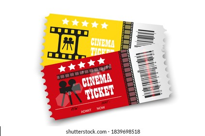 Vectores de cine aislados en fondo transparente. Entrada de cine realista.
