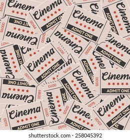 Vector cinema tickets vintage for background and pattern in retro style