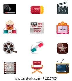 Vector Cinema And Watching Movie Icon Set