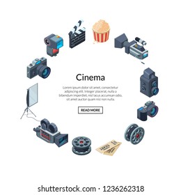 Vector cinematograph elements in circle shape form