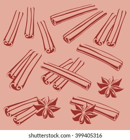 Vector Cinnamon Sticks Pattern Background