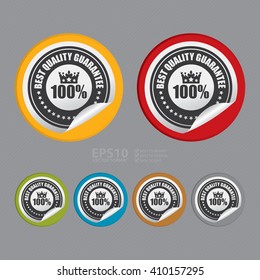 Vector : Circle 100% Best Quality Guarantee - Product Label, Campaign Promotion Infographics Flat Icon, Peeling Sticker, Sign