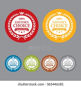 Vector : Circle 100% Editor's Choice Guaranteed, Campaign Promotion, Product Label, Infographics Flat Icon, Sign, Sticker