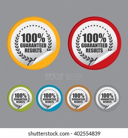 Vector : Circle 100% Guaranteed Reliable Product Label, Campaign Promotion Infographics Flat Icon, Peeling Sticker, Sign