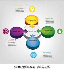 Vector circle 3d business concepts with icons, can use for infographic, modern template,  business brochure 