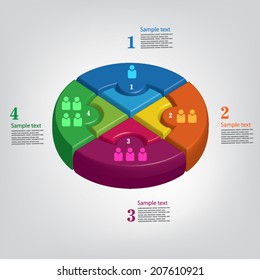 Vector circle 3d business diagram with icons, can use for infographic, modern template, business brochure