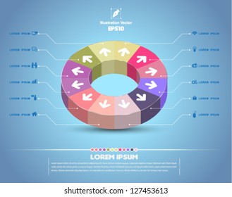 Vector  circle 3D for chart infomation / loop business report or plan / modern template / education template / business brochure
