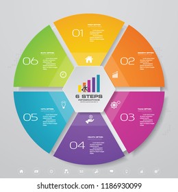 Vector circle with 6 steps. Infographics element template for business presentation EPS 10.